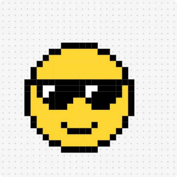 Bügelperlenvorlage für das Motiv Emoji mit Sonnenbrille